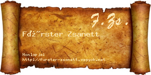 Fürster Zsanett névjegykártya